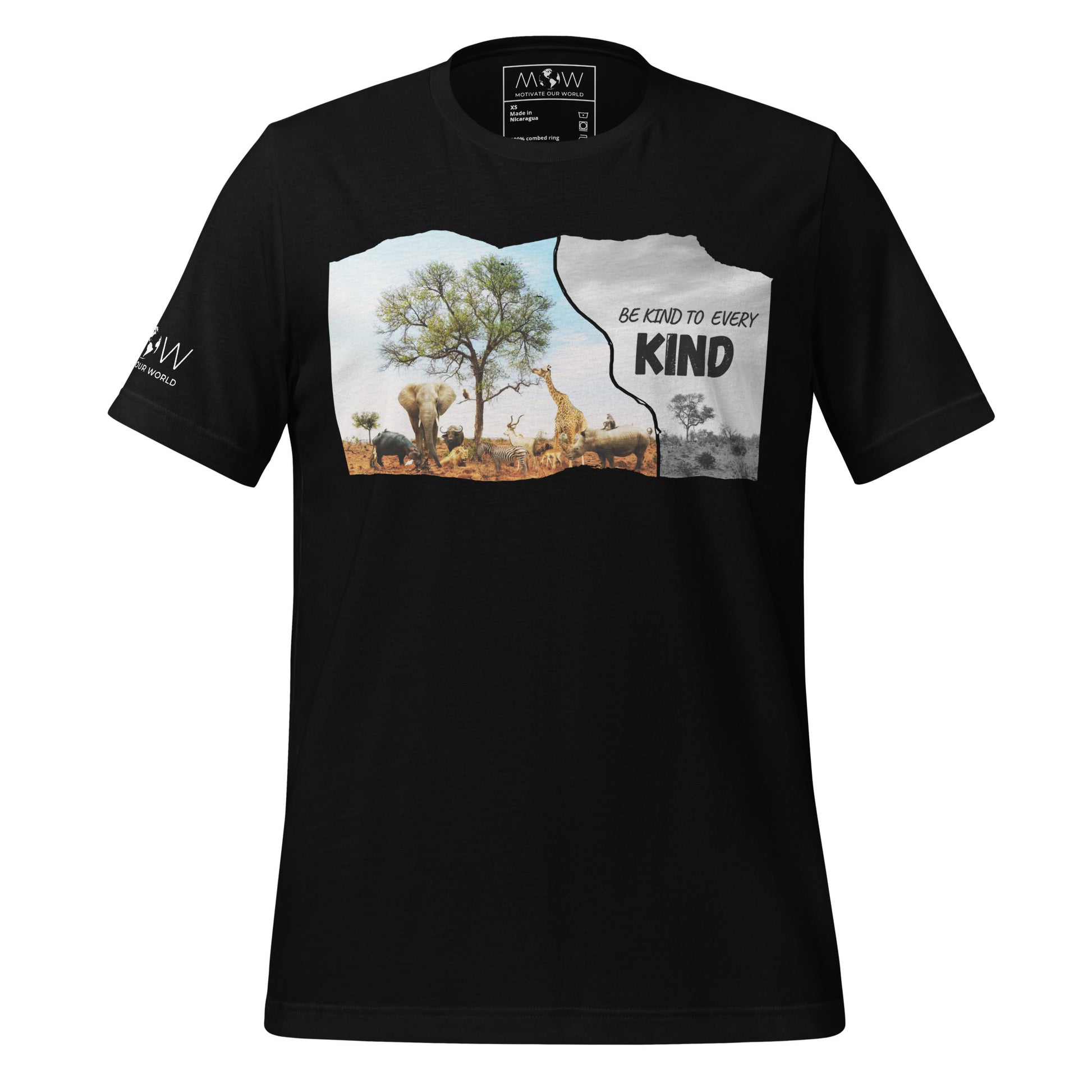 Be Kind to Every Kind - Wildlife Black Motivational Men's T-Shirt