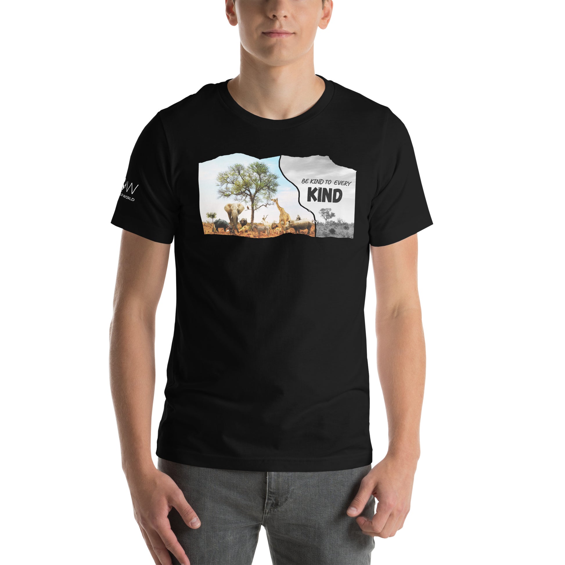 Be Kind to Every Kind - Wildlife Black Motivational Men's T-Shirt