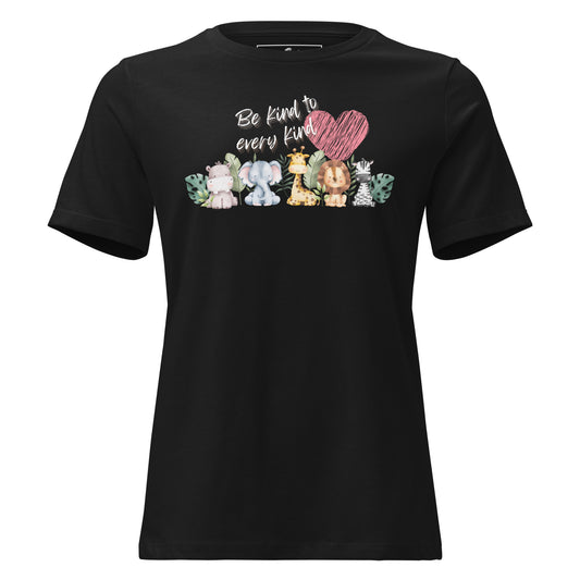 Be Kind to Every Kind Black Motivational Women’s T-Shirt