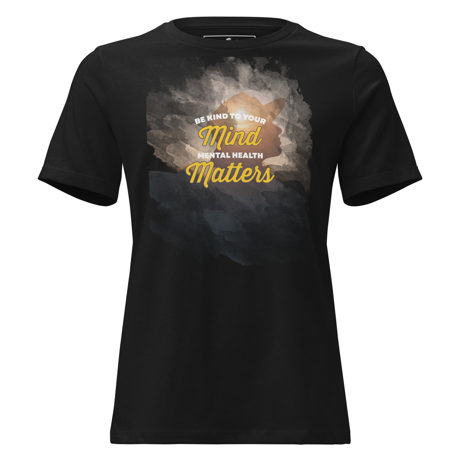 Be Kind to Your Mind Mental Health Matters - Sunset Black Motivational Women’s T-Shirt