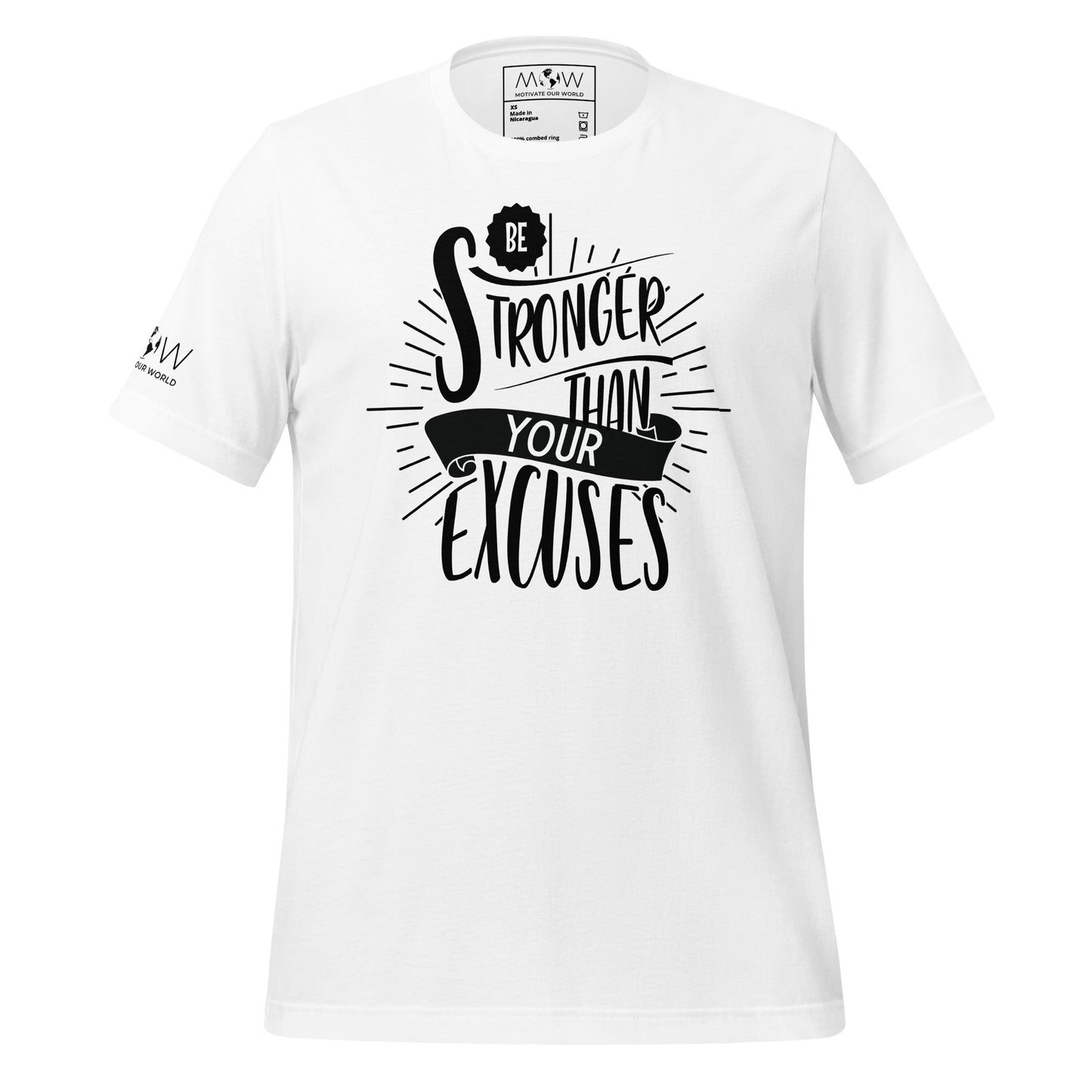 Be Stronger Than Your Excuses Men's Motivational White T-Shirt