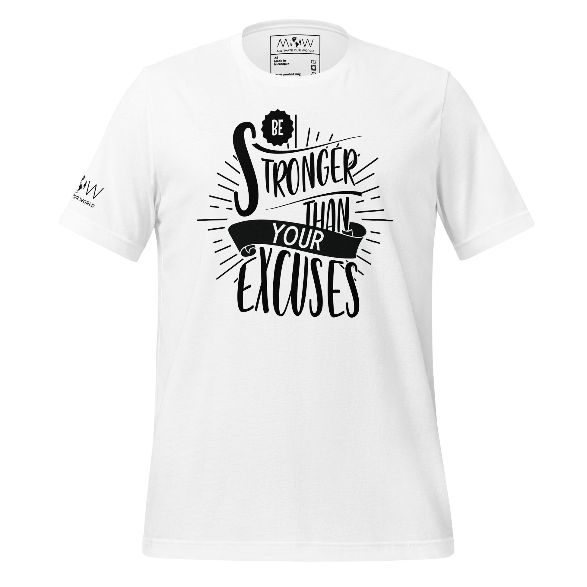 Be Stronger Than Your Excuses Men's Motivational White T-Shirt
