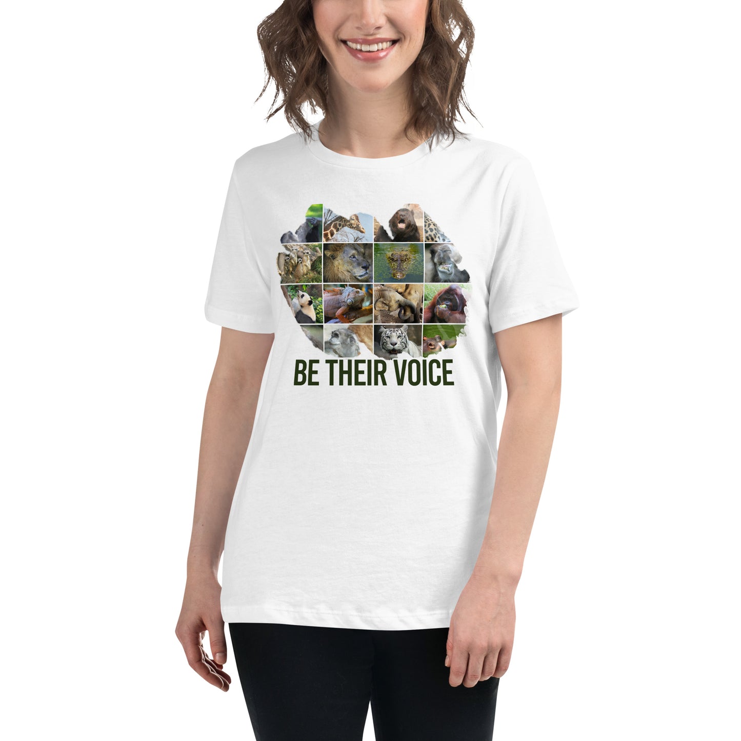Be Their Voice - Endangered Species White Motivational Women’s T-Shirt Lifestyle