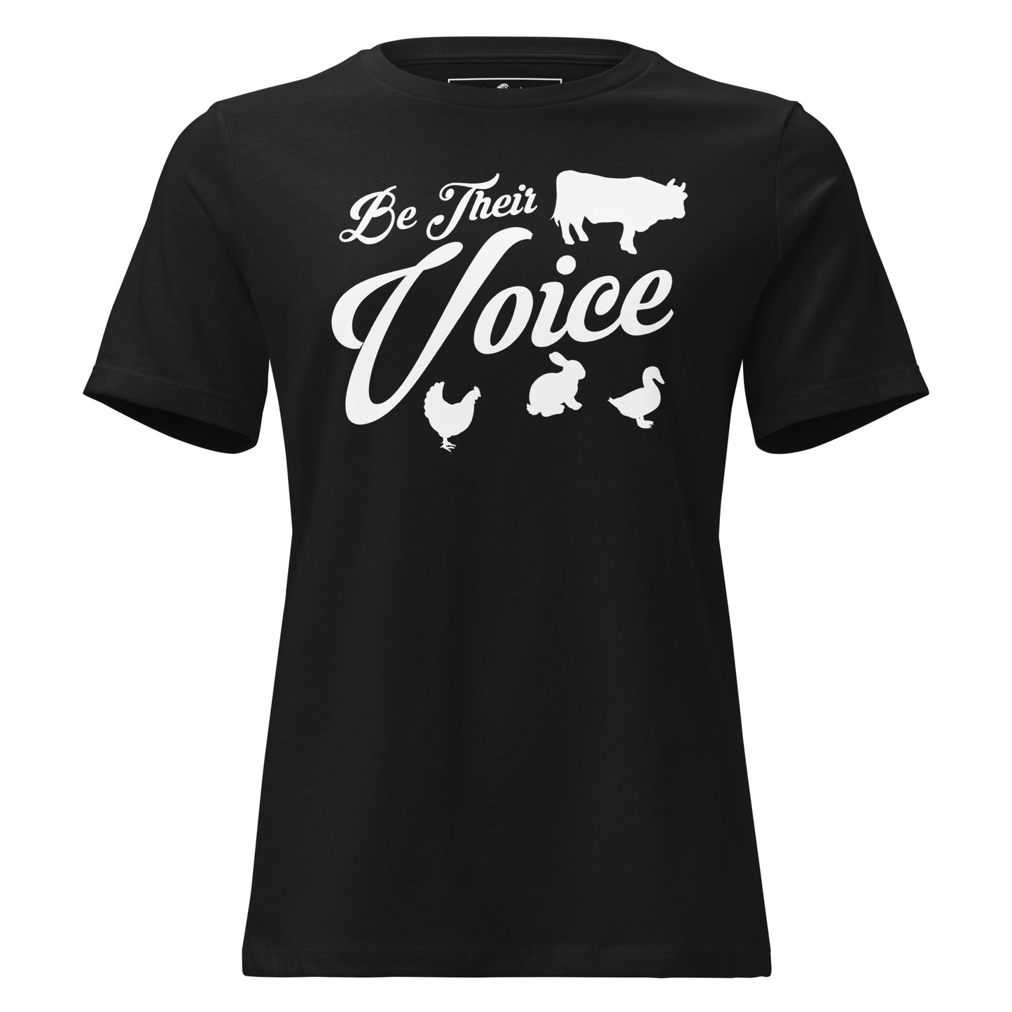 Be Their Voice - Farm Animals Black Motivational Women’s T-Shirt