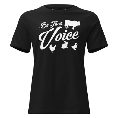 Be Their Voice - Farm Animals Black Motivational Women’s T-Shirt