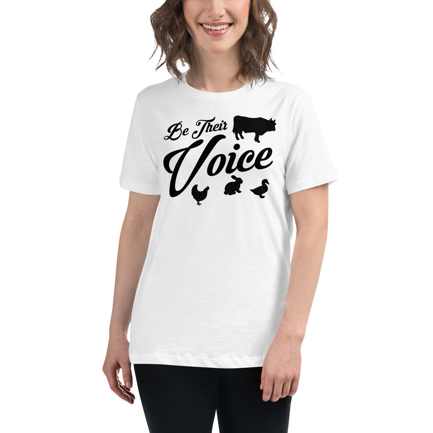 Be Their Voice - Farm Animals White Motivational Women’s T-Shirt Lifestyle
