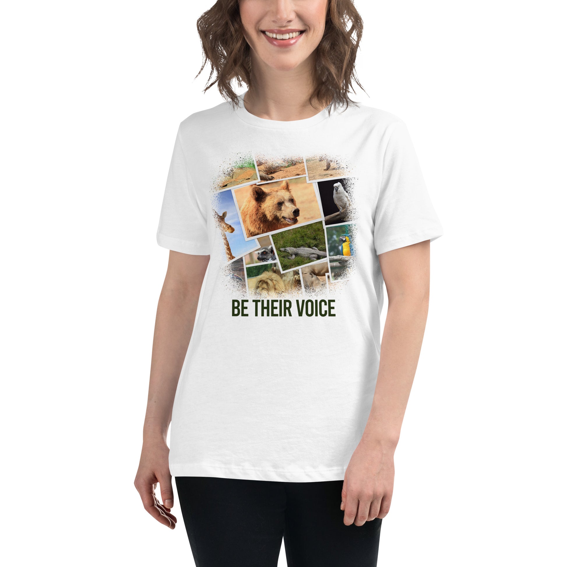 Be Their Voice - Wildlife White Motivational Women’s T-Shirt Lifestyle