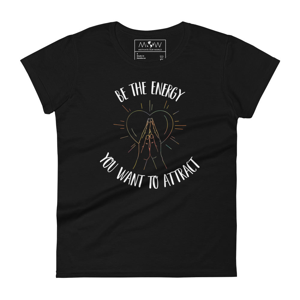 Be the Energy Heart & Hands Women’s Motivational Black T-Shirt