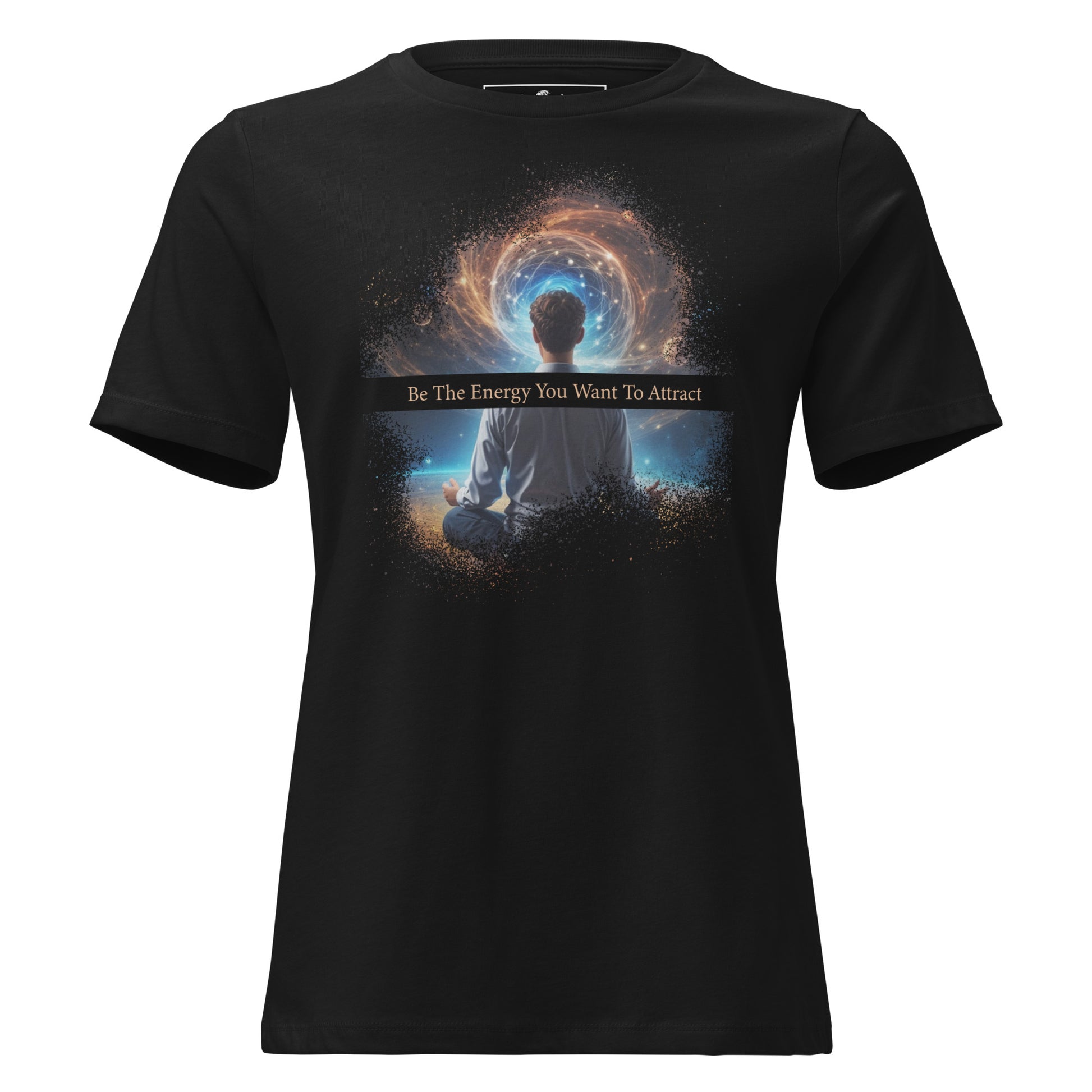 Be the Energy You Want to Attract - Cosmic Meditation Black Motivational Men's T-Shirt