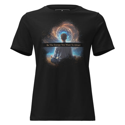 Be the Energy You Want to Attract - Cosmic Meditation Black Motivational Men's T-Shirt