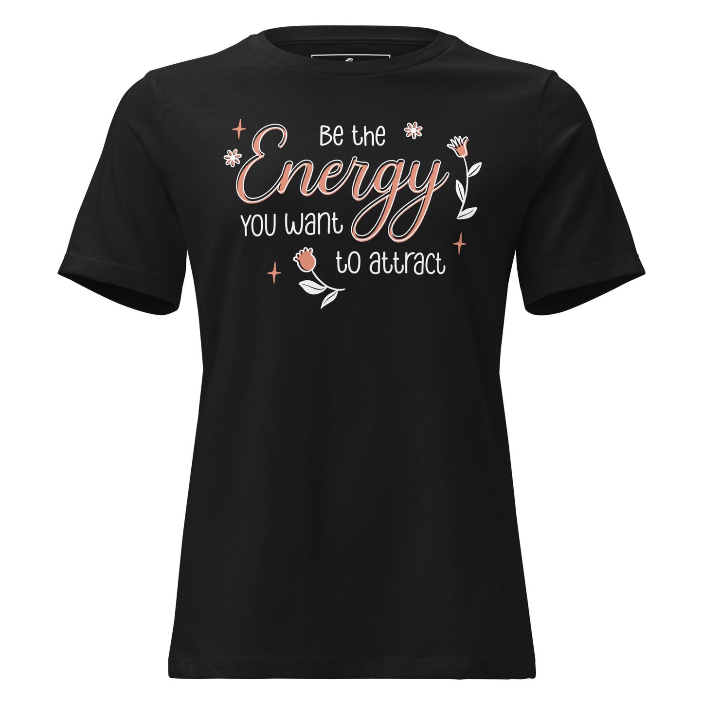 Be the Energy You Want to Attract - Floral Black Motivational Men's T-Shirt