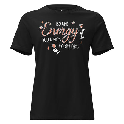 Be the Energy You Want to Attract - Floral Black Motivational Men's T-Shirt