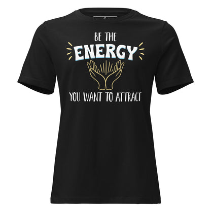 Be the Energy You Want to Attract - Radiant Hands Black Motivational Men's T-Shirt