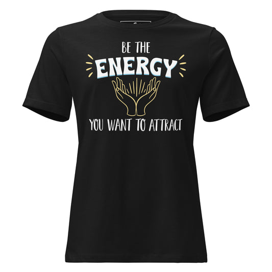 Be the Energy You Want to Attract - Radiant Hands Black Motivational Men's T-Shirt