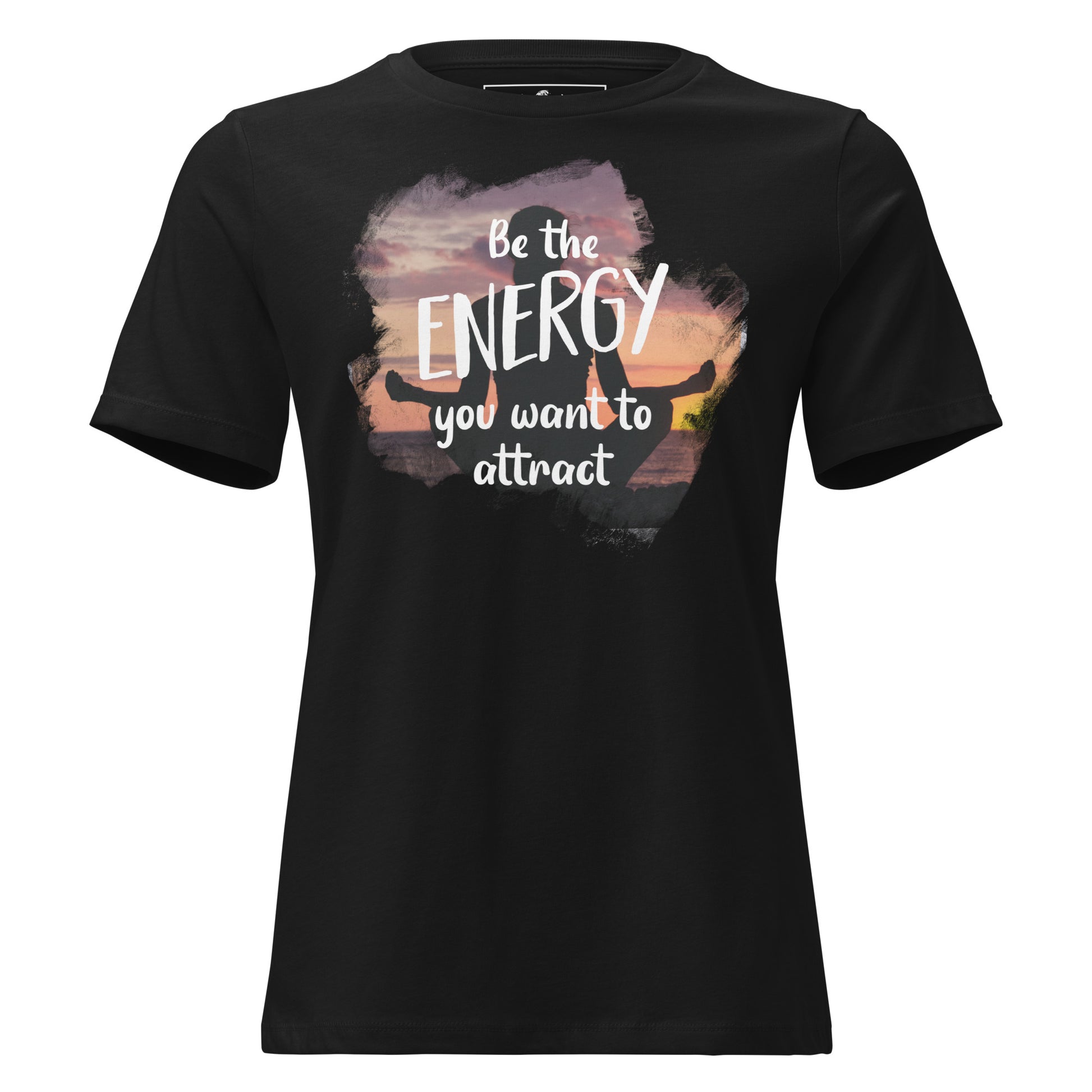 Be the Energy You Want to Attract - Sunset Meditation Black Motivational Men's T-Shirt