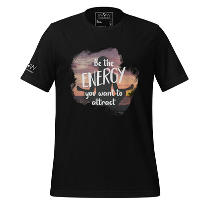Be the Energy You Want to Attract - Sunset Meditation Men's Motivational Black T-Shirt