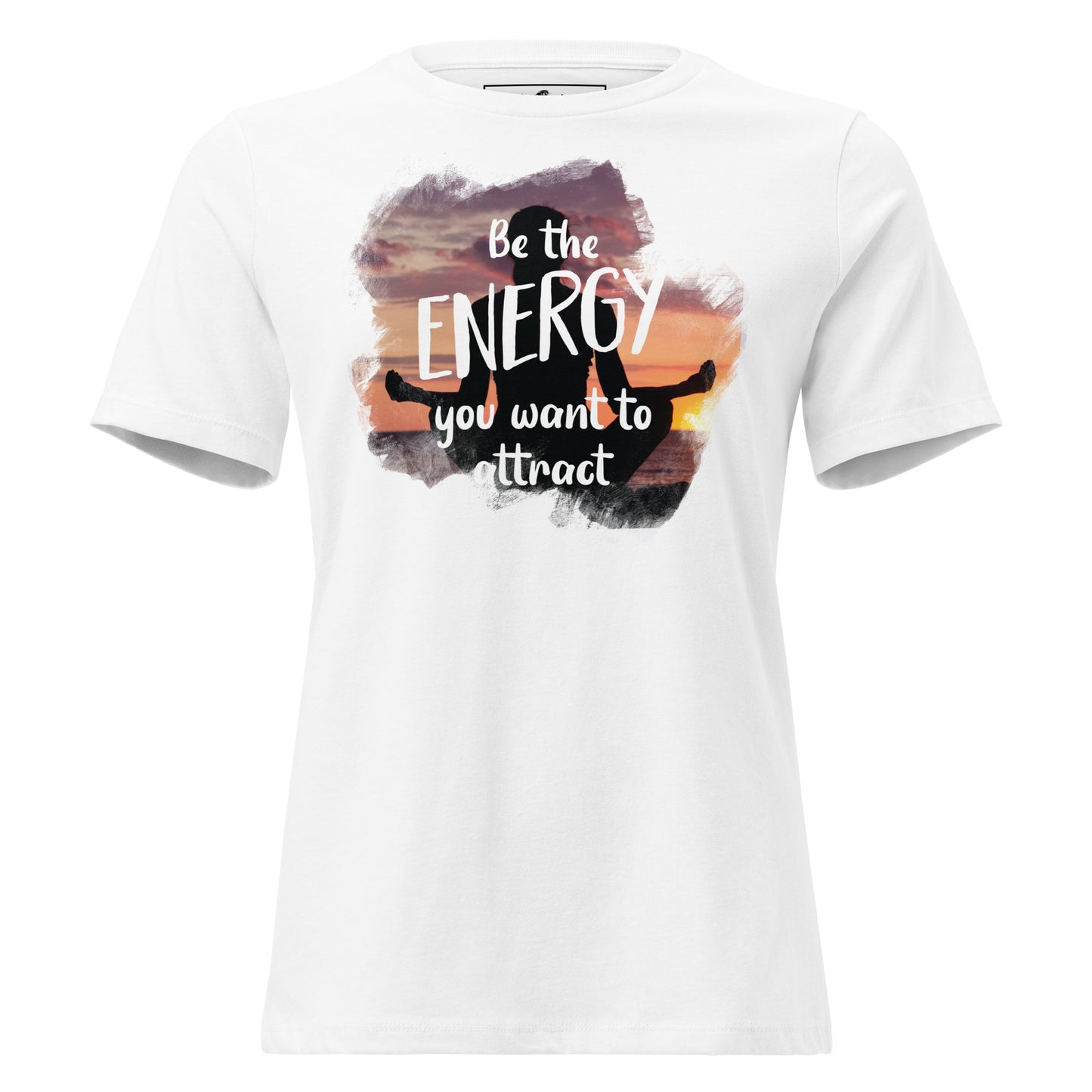 Be the Energy You Want to Attract - Sunset Meditation White Motivational Men's T-Shirt