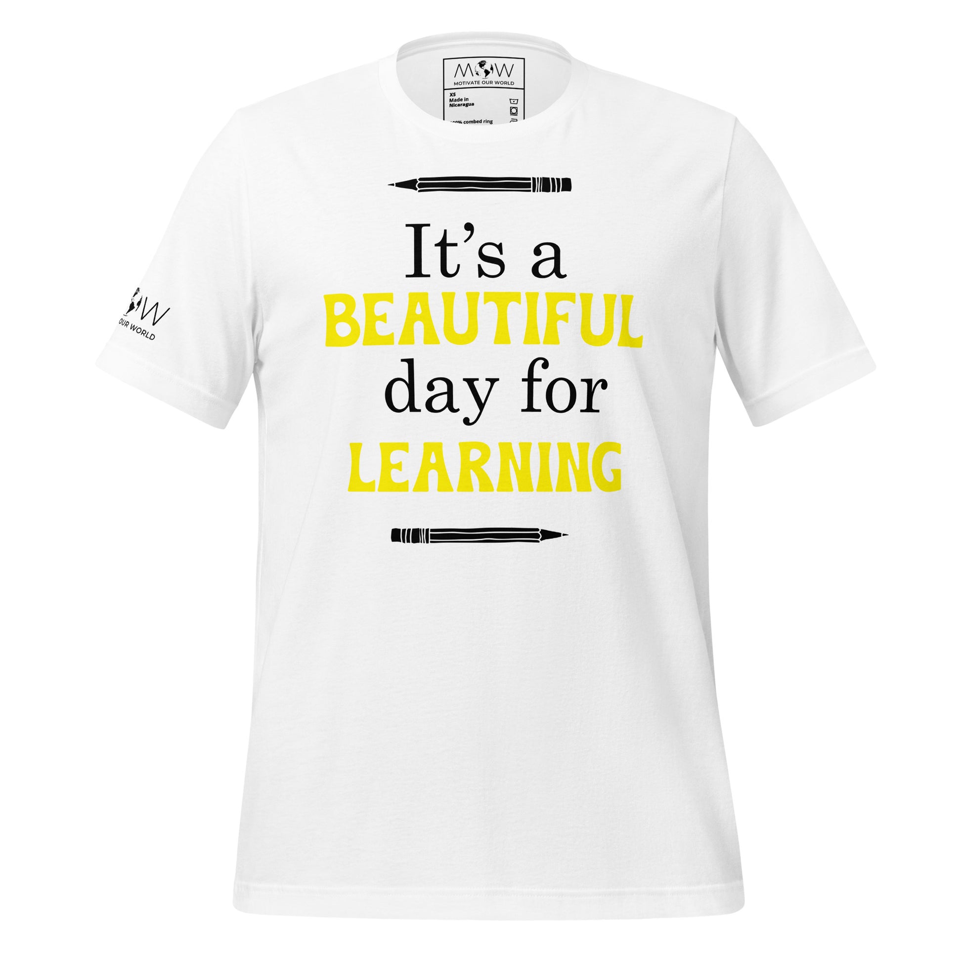 Beautiful Day for Learning Men's Motivational White T-Shirt