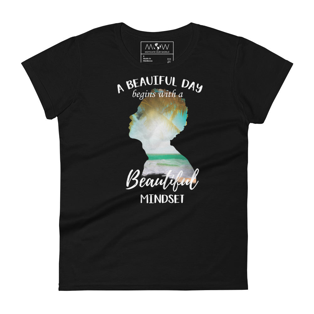 Beautiful Mindset Silhouette Design Women’s Motivational Black T-Shirt