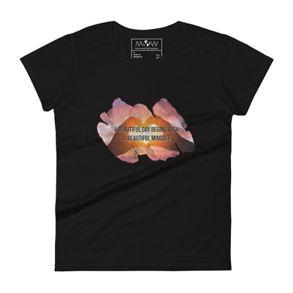 Beautiful Mindset Sunset Heart Women’s Motivational Black T-Shirt
