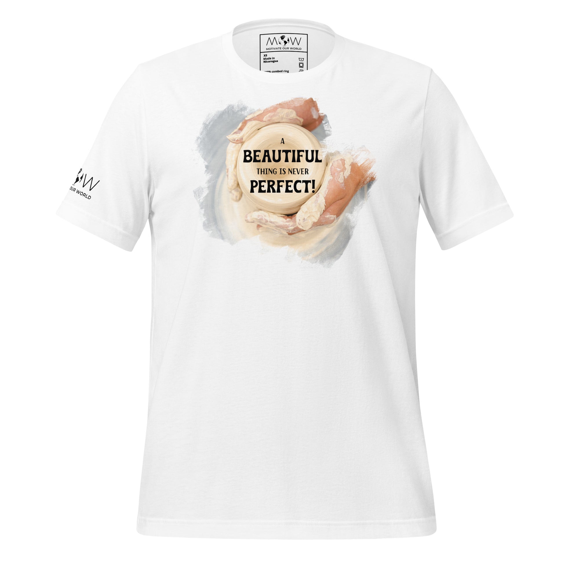 Beautiful Thing Is Never Perfect White Motivational Men's T-Shirt