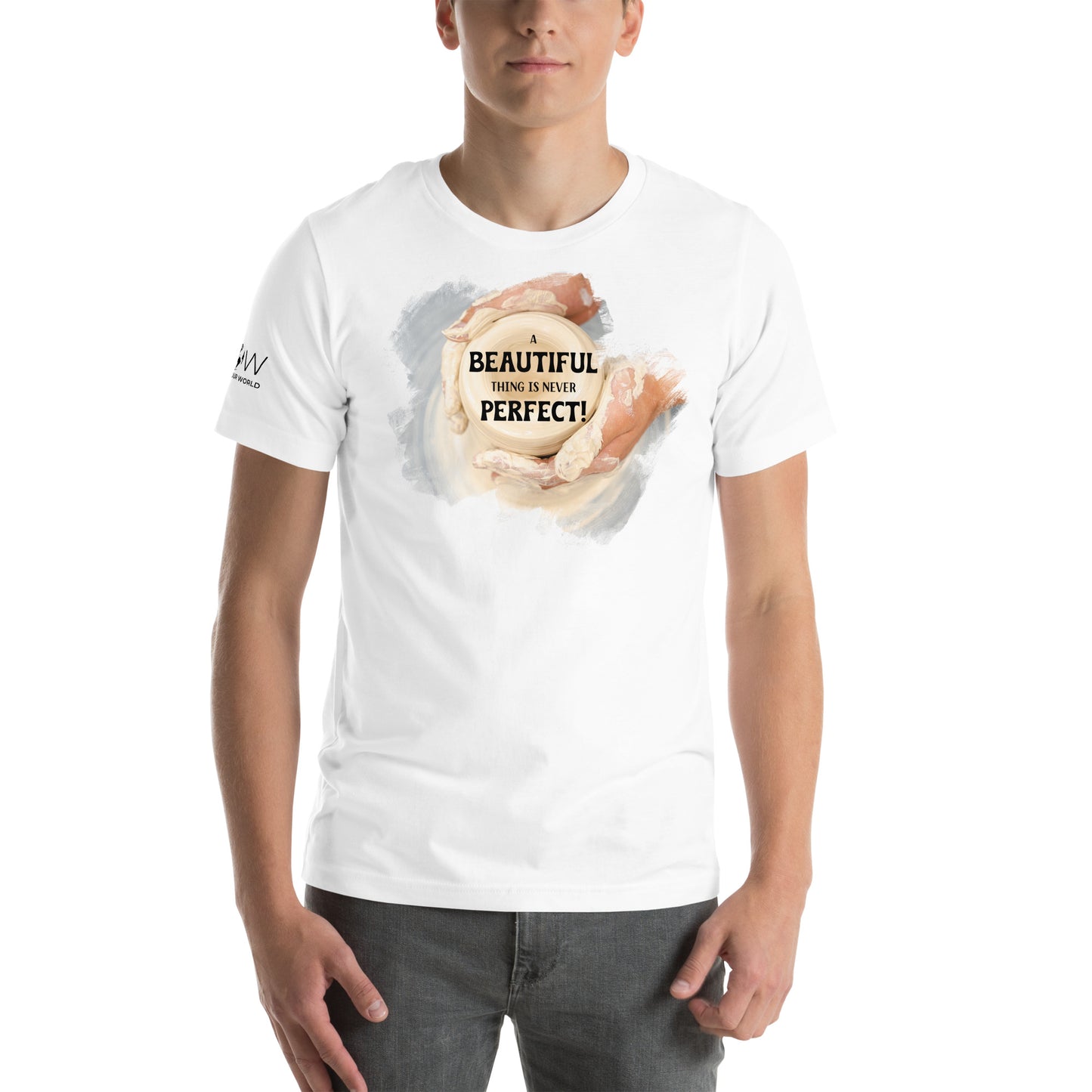 Beautiful Thing Is Never Perfect White Motivational Men's T-Shirt