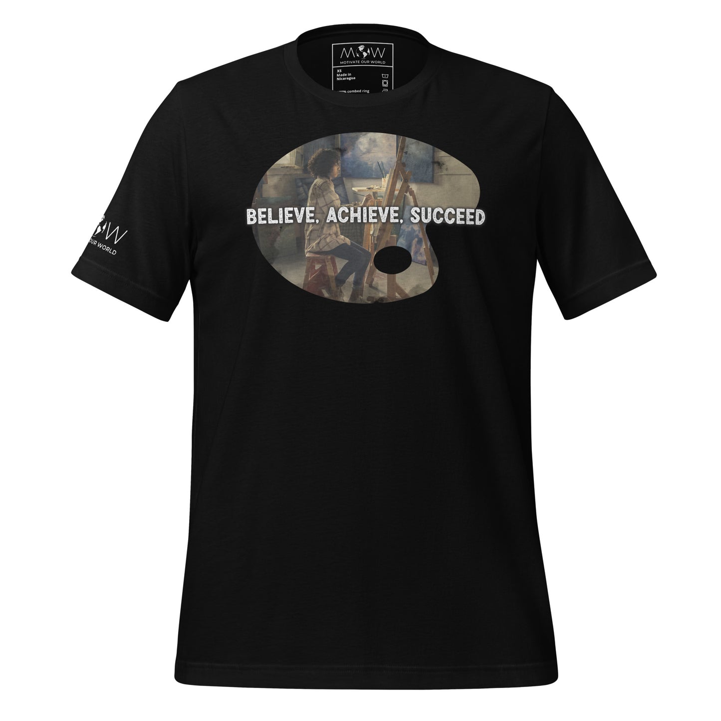 Believe, Achieve Black Motivational Men's T-Shirt