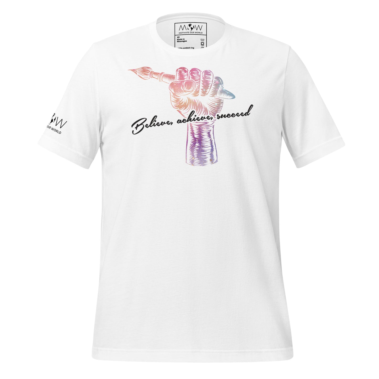 Believe Achieve Succeed Artist – Creative Inspiration White Motivational Men's T-Shirt