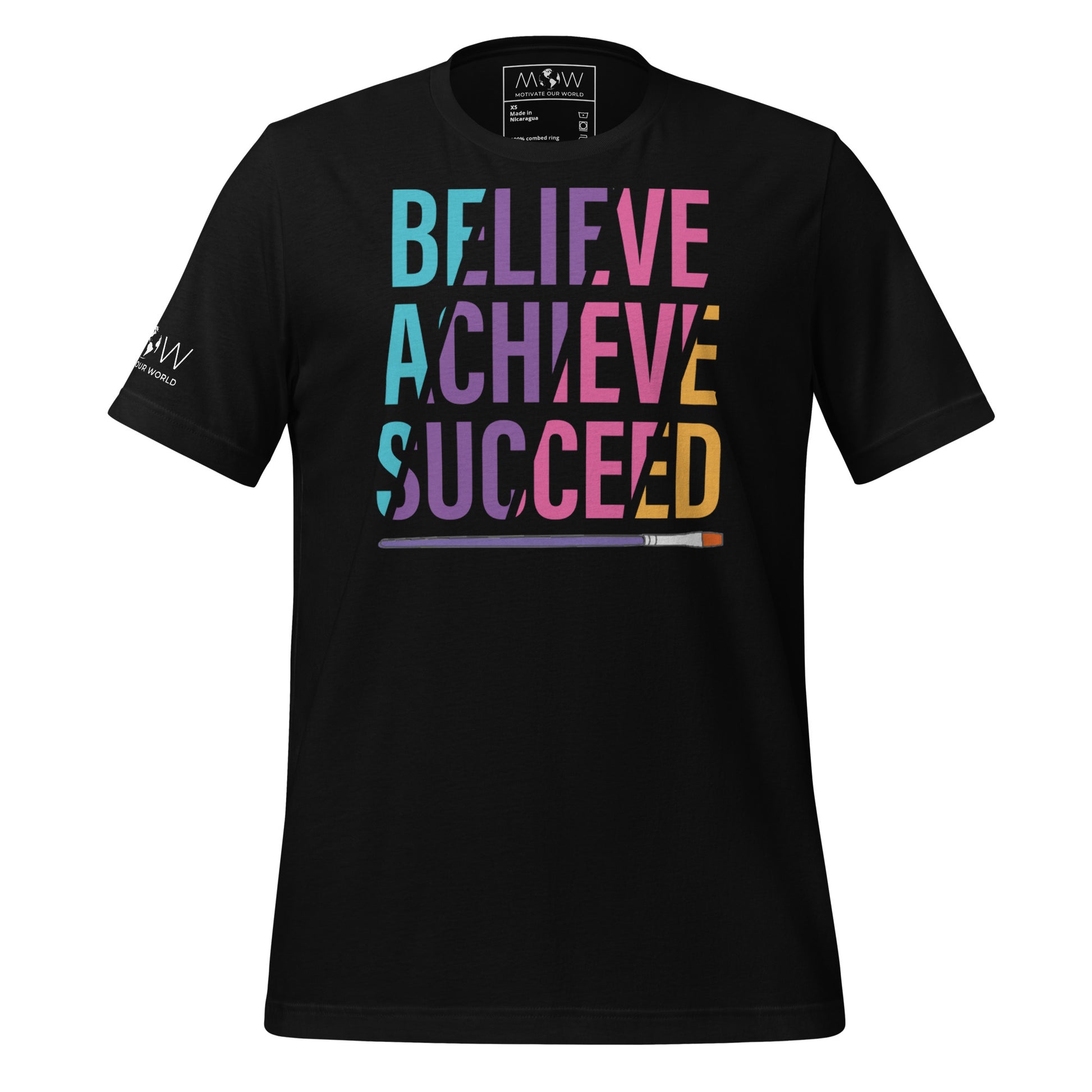 Believe, Achieve, Succeed Black Motivational Men's T-Shirt