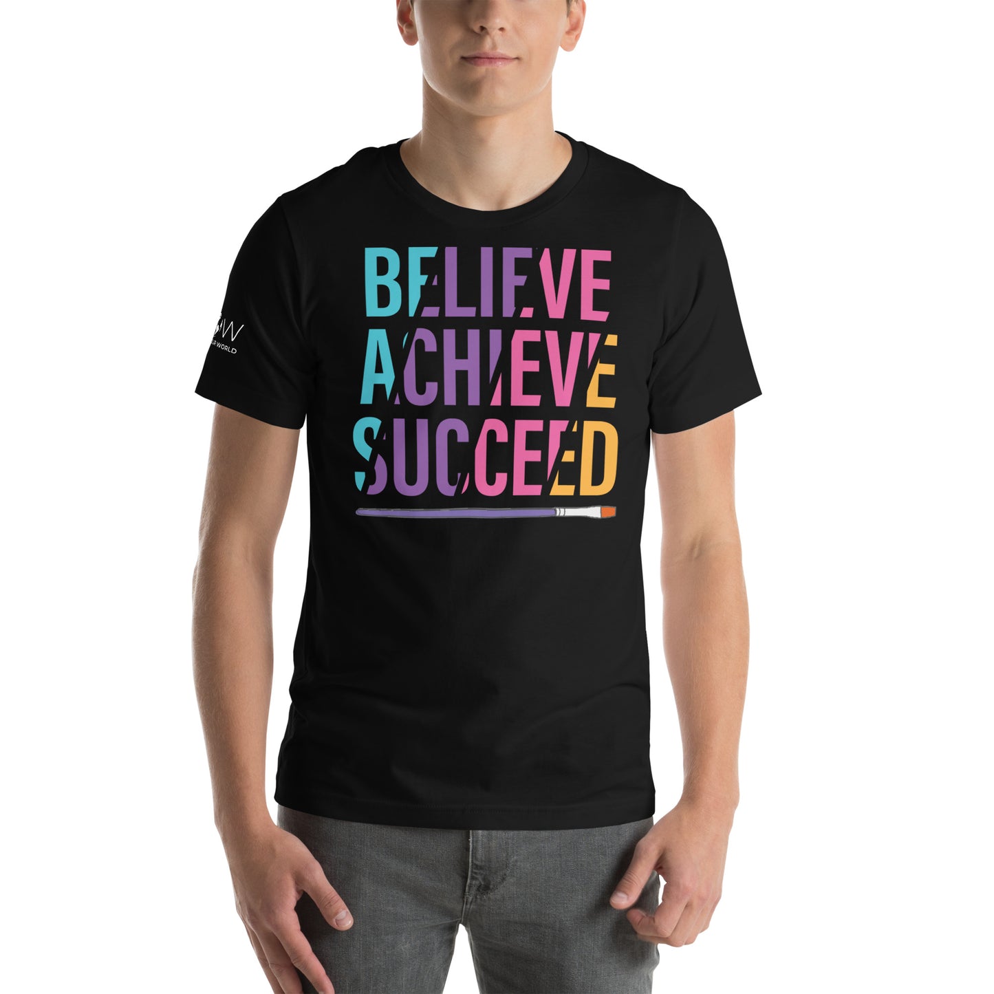 Believe, Achieve, Succeed Black Motivational Men's T-Shirt