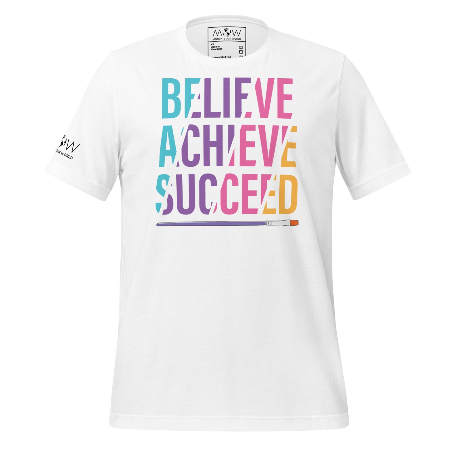 Believe, Achieve, Succeed White Motivational Men's T-Shirt