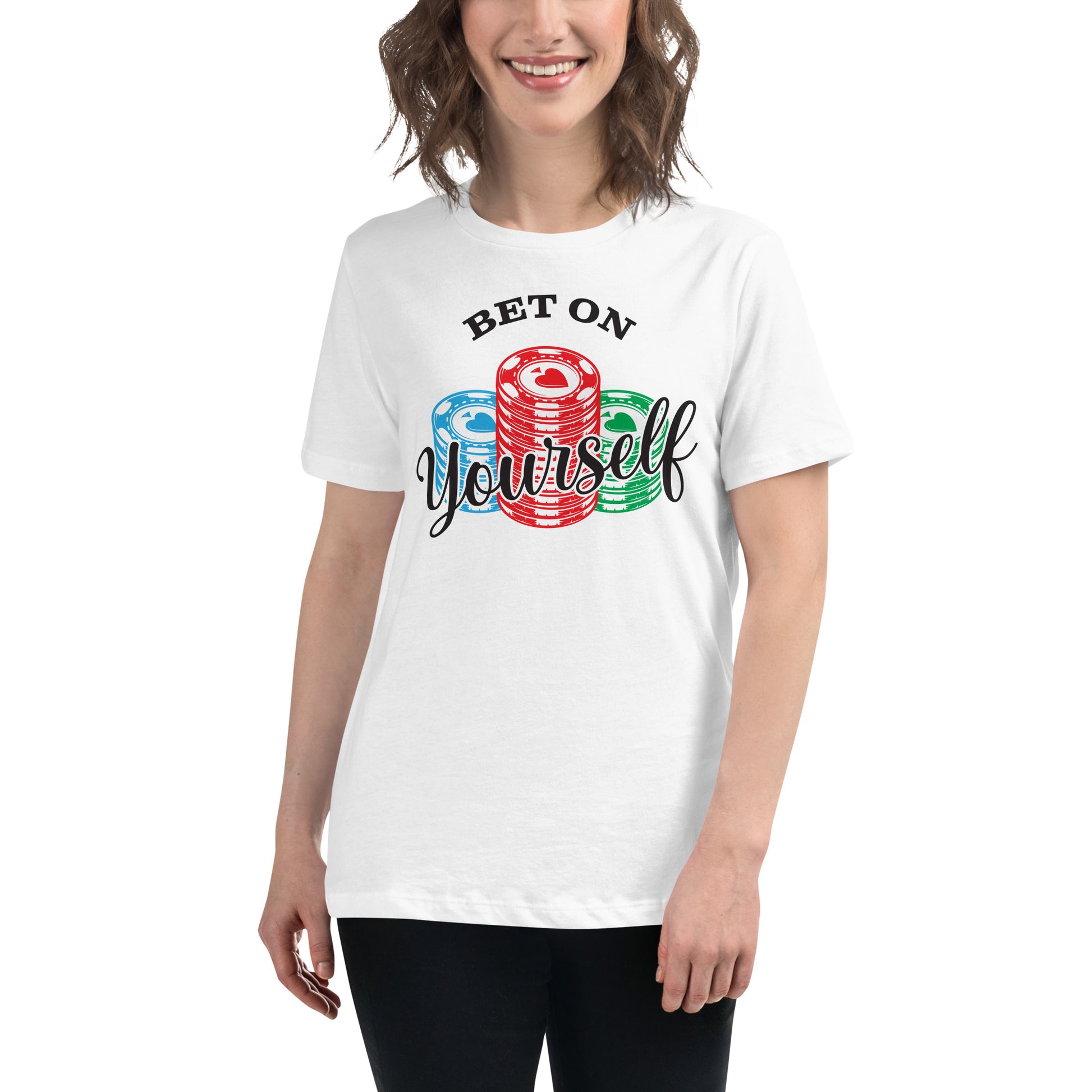 Bet On Yourself III White Motivational Women’s T-Shirt Lifestyle