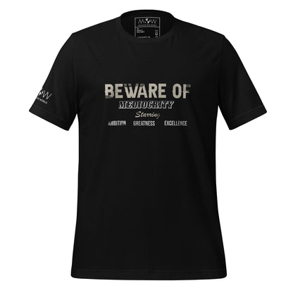 Beware of Mediocrity Men's Motivational Black T-Shirt