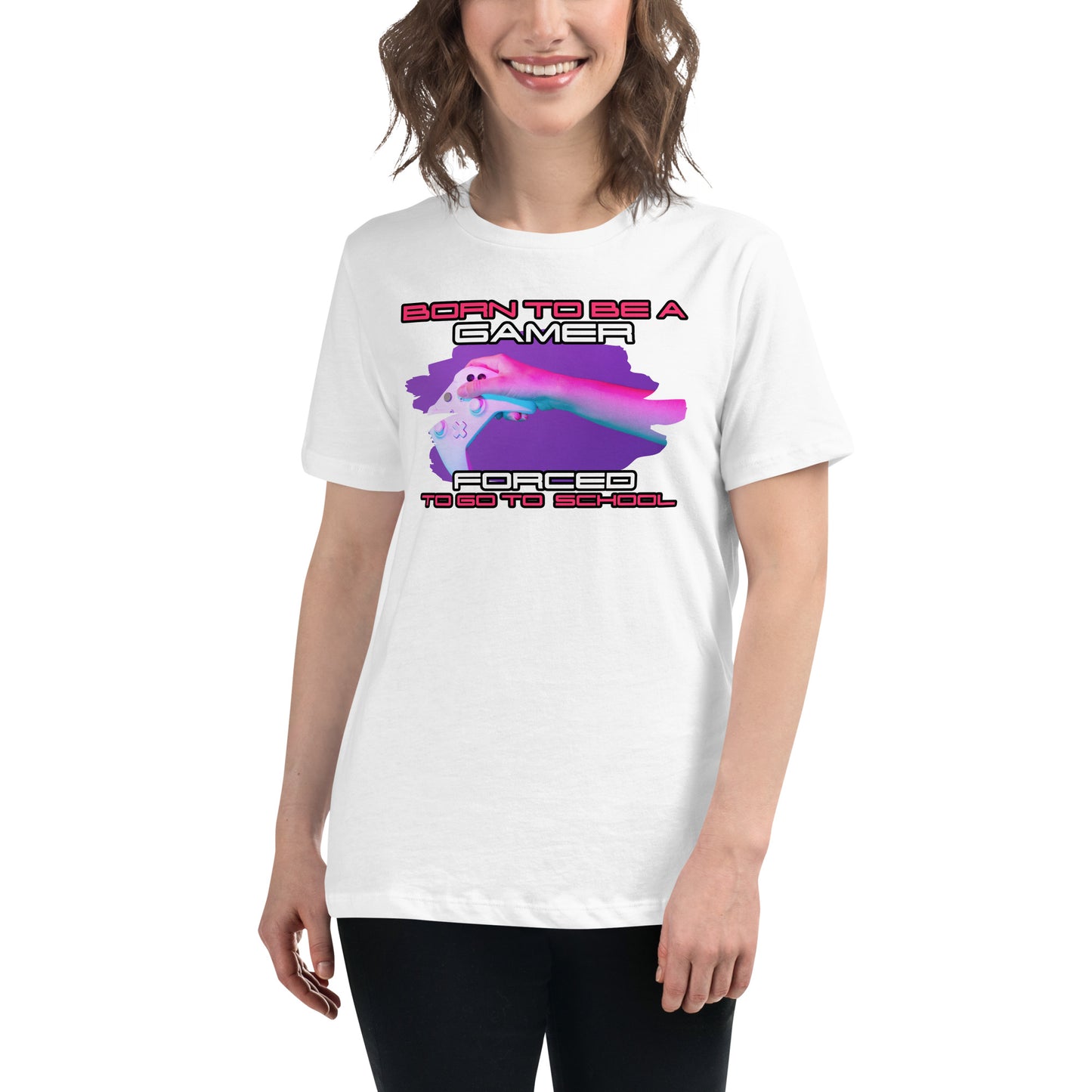 Born to Be Gamer White Motivational Women’s T-Shirt Lifestyle