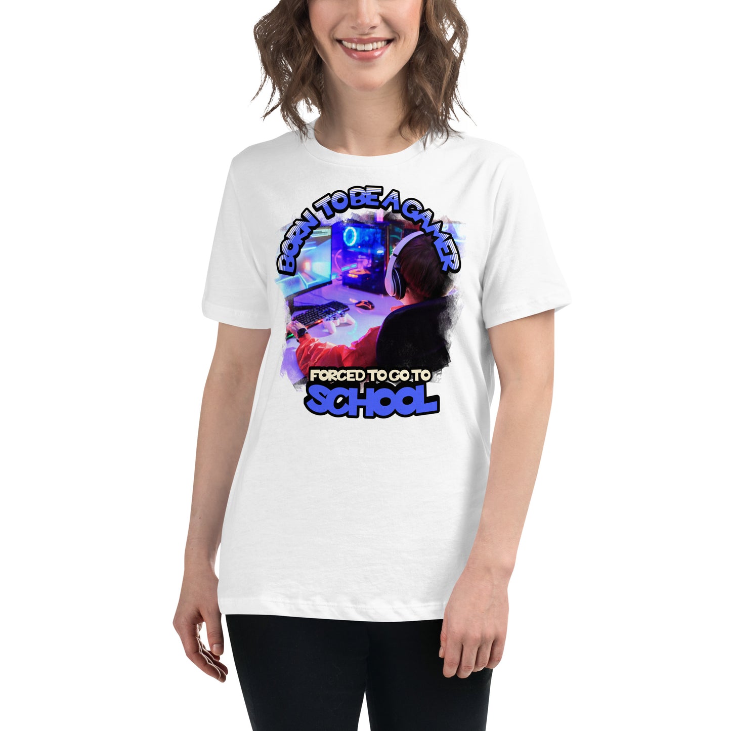 Born to Be a Gamer - Gaming Controller White Motivational Women’s T-Shirt Lifestyle