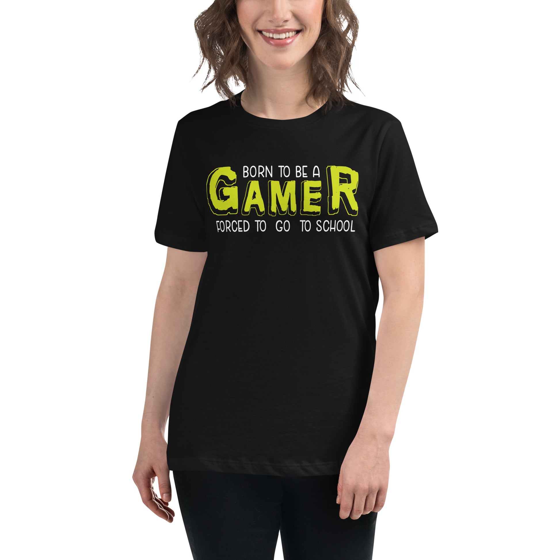 Born to Be a Gamer Black Motivational Women’s T-Shirt Lifestyle