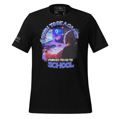 Born to Be a Gamer, Forced To Go To School Black Motivational Men's T-Shirt