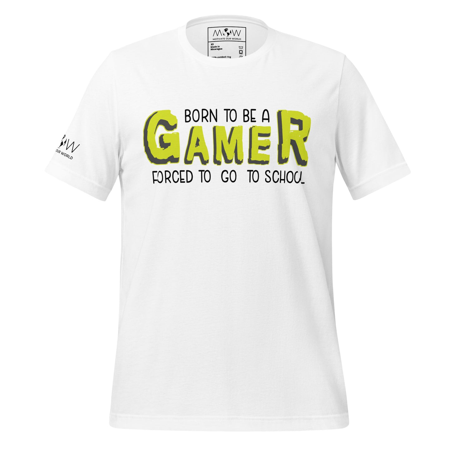 Born to Be a Gamer Forced To White Motivational Men's T-Shirt