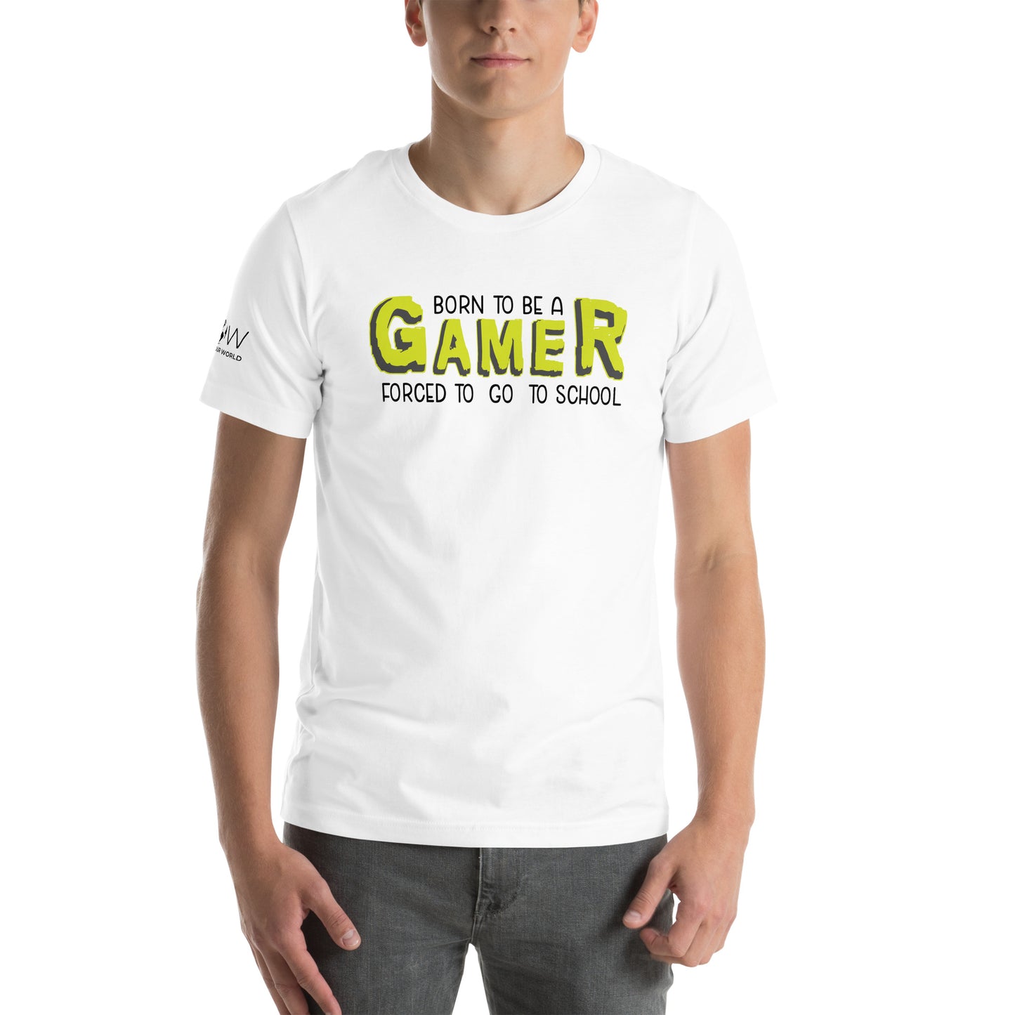 Born to Be a Gamer Forced To White Motivational Men's T-Shirt