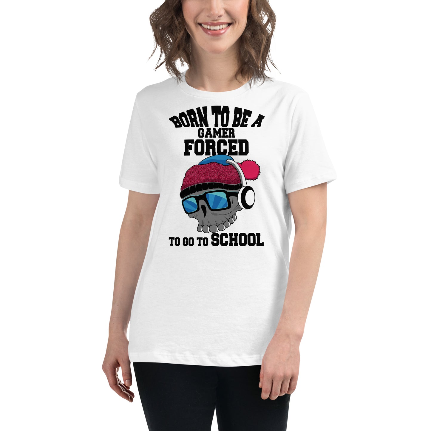 Born to Be a Gamer Forced To White Motivational Women’s T-Shirt Lifestyle
