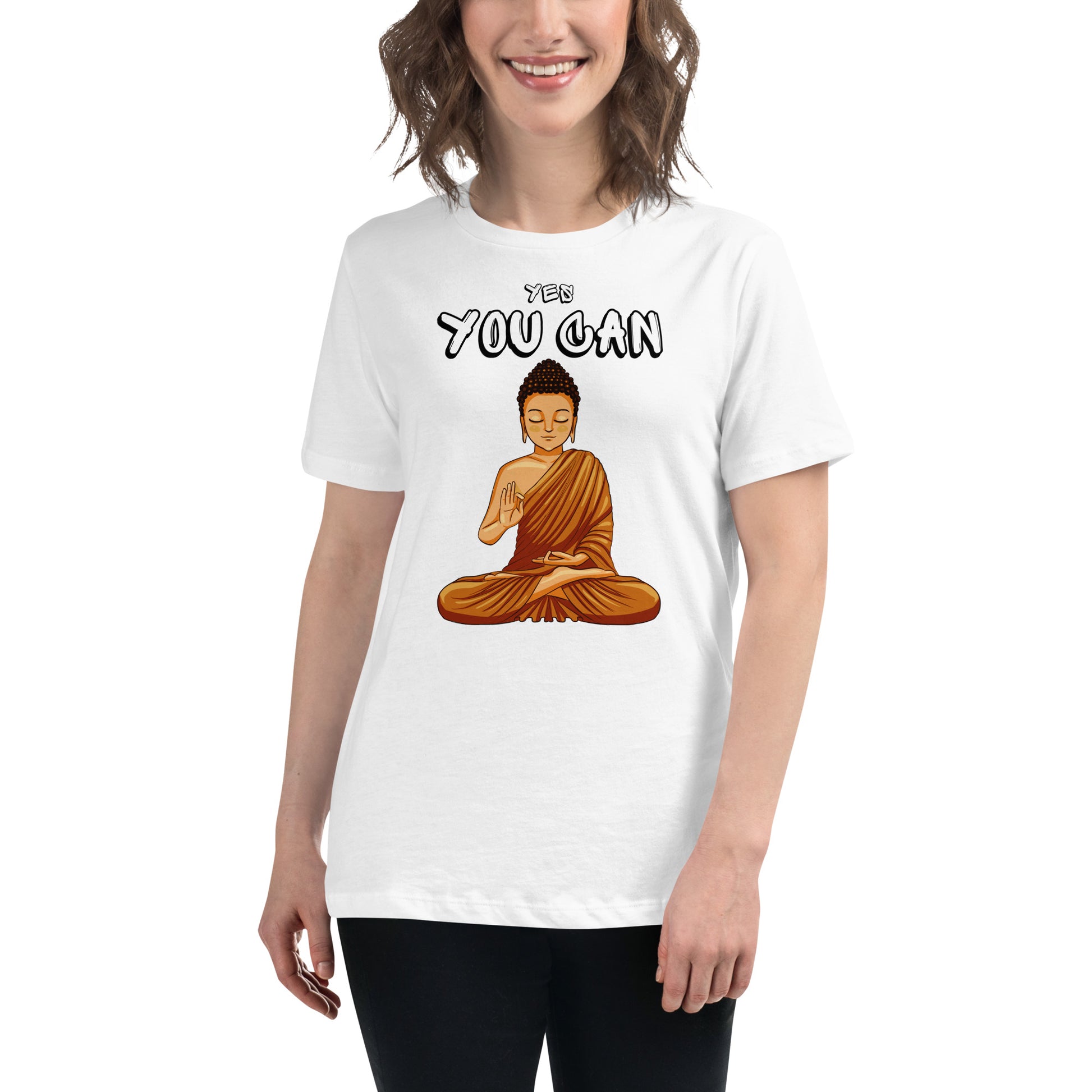 Buddha Serenity White Motivational Women’s T-Shirt