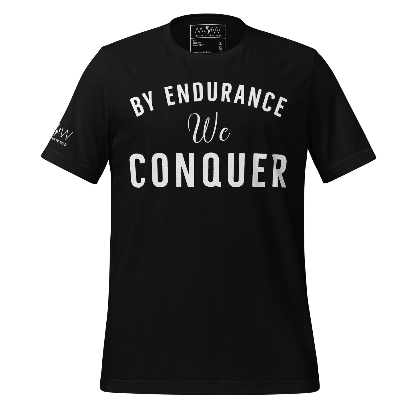 By Endurance We Conquer – Heritage Edition Black Motivational Men's T-Shirt