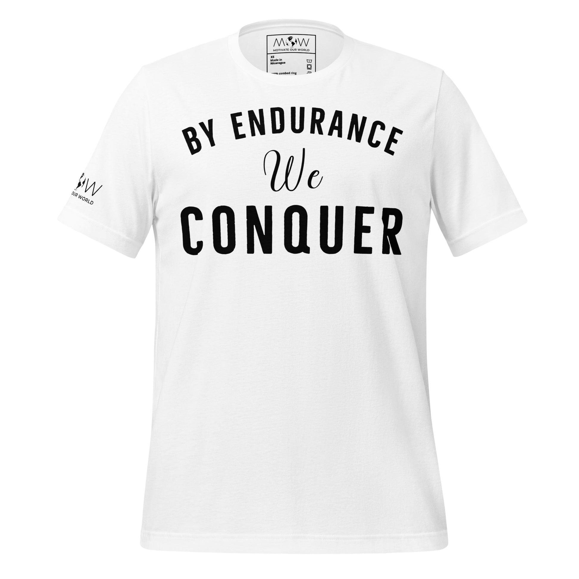 By Endurance We Conquer – Heritage Edition White Motivational Men's T-Shirt