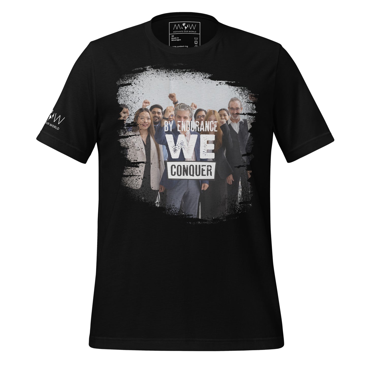 By Endurance We Conquer – Power in Unity Edition Black Motivational Men's T-Shirt
