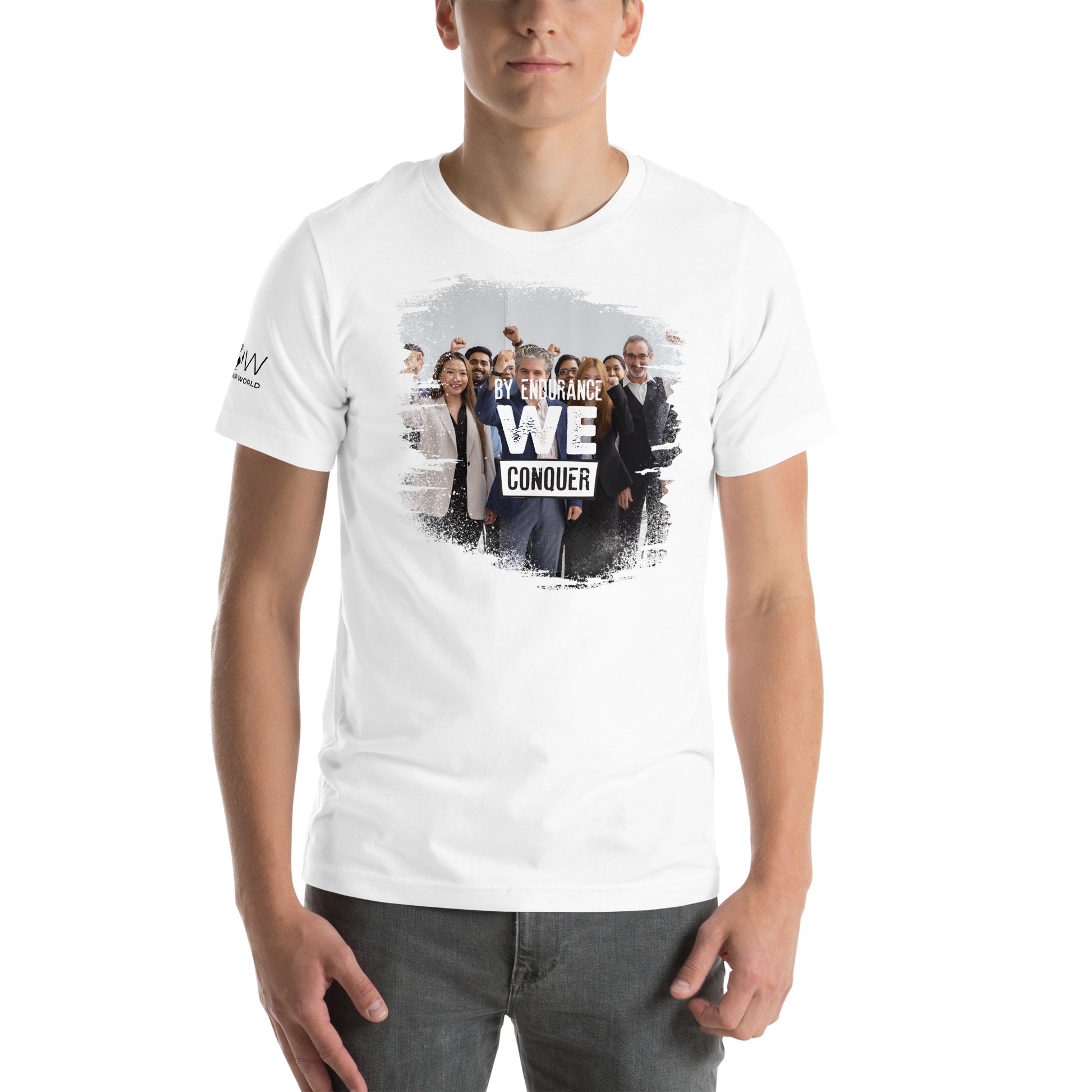By Endurance We Conquer – Power in Unity Edition White Motivational Men's T-Shirt
