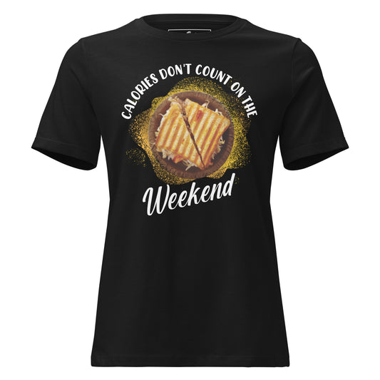 Calories Don’t Count On The Weekend Panini Black Motivational Women’s T-Shirt