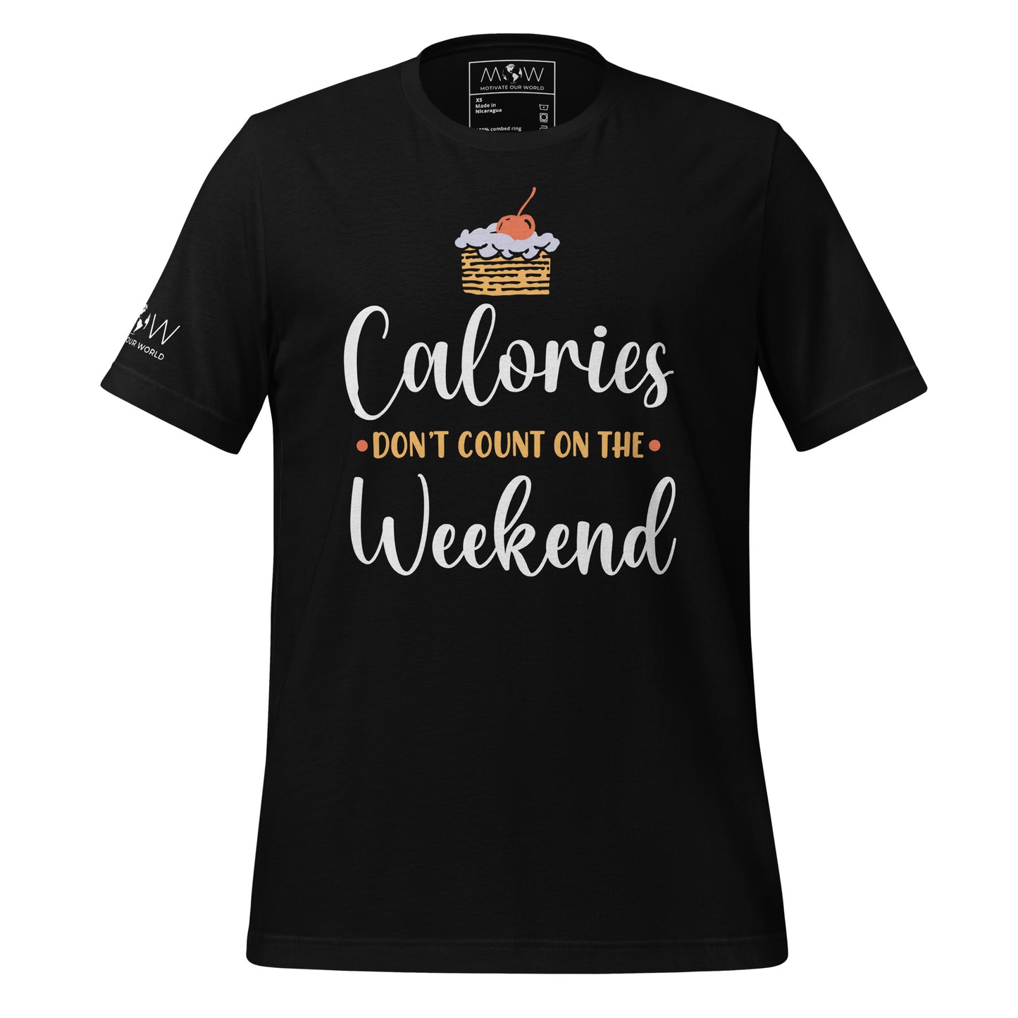 "Calories Don't Count on the Weekend" Men's Motivational Black T-Shirt