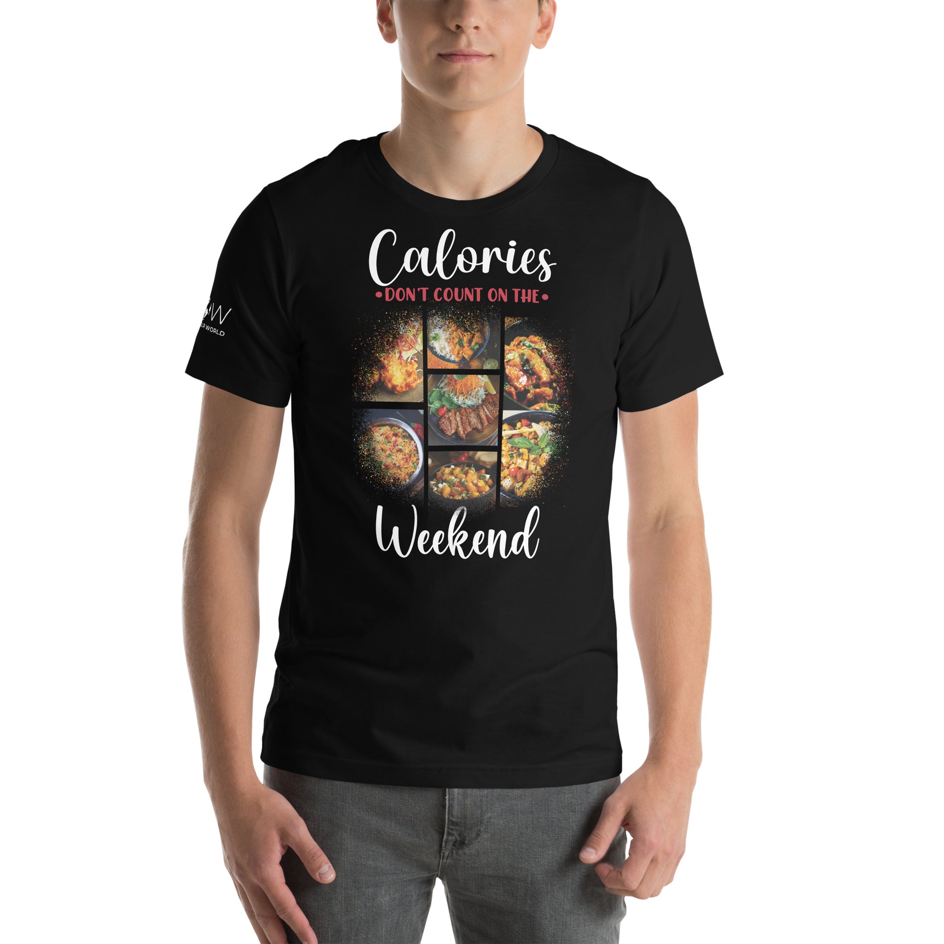 Calories Don’t Count on the Weekend Men's Motivational Black T-Shirt