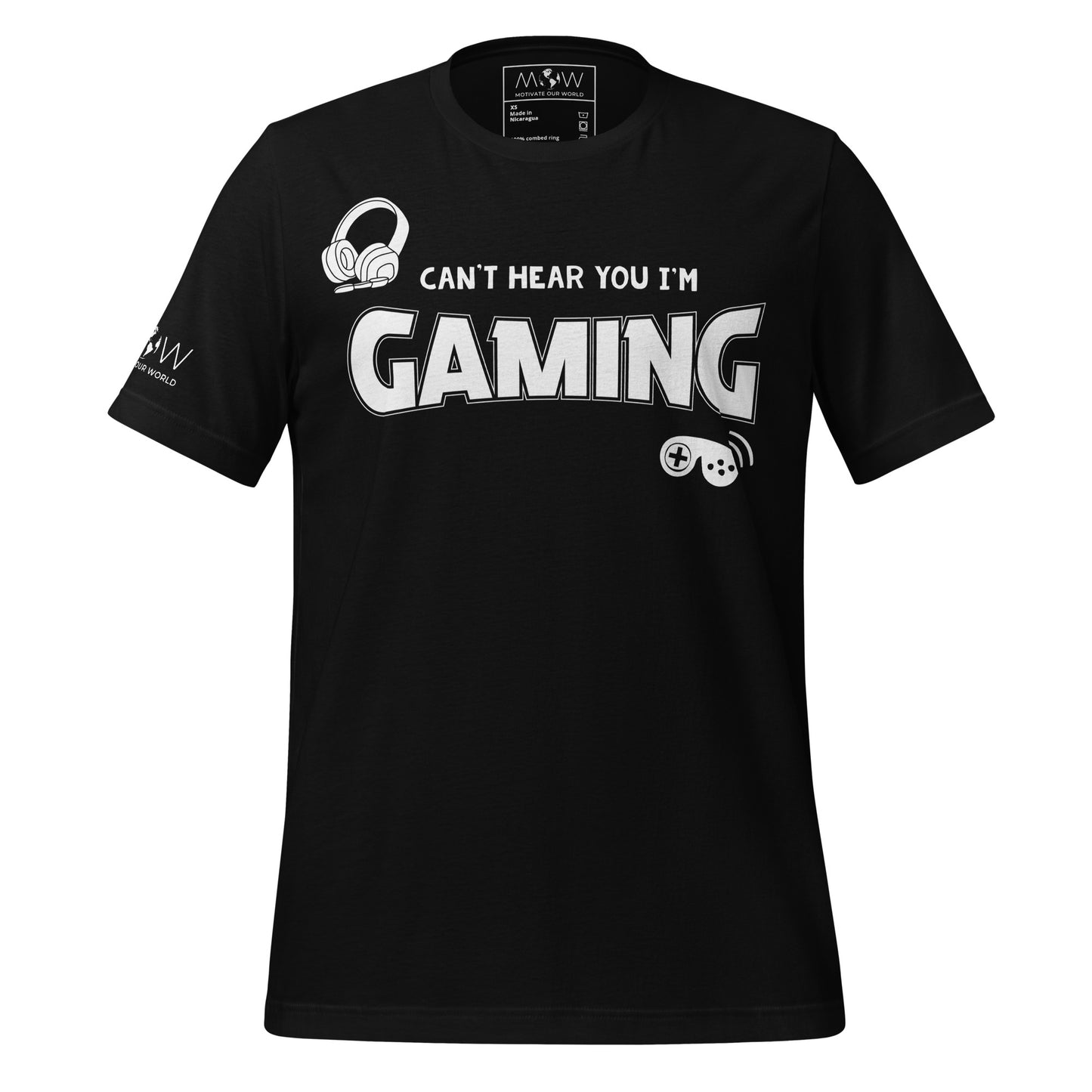 Can't Hear I'm Gaming Black Motivational Men's T-Shirt
