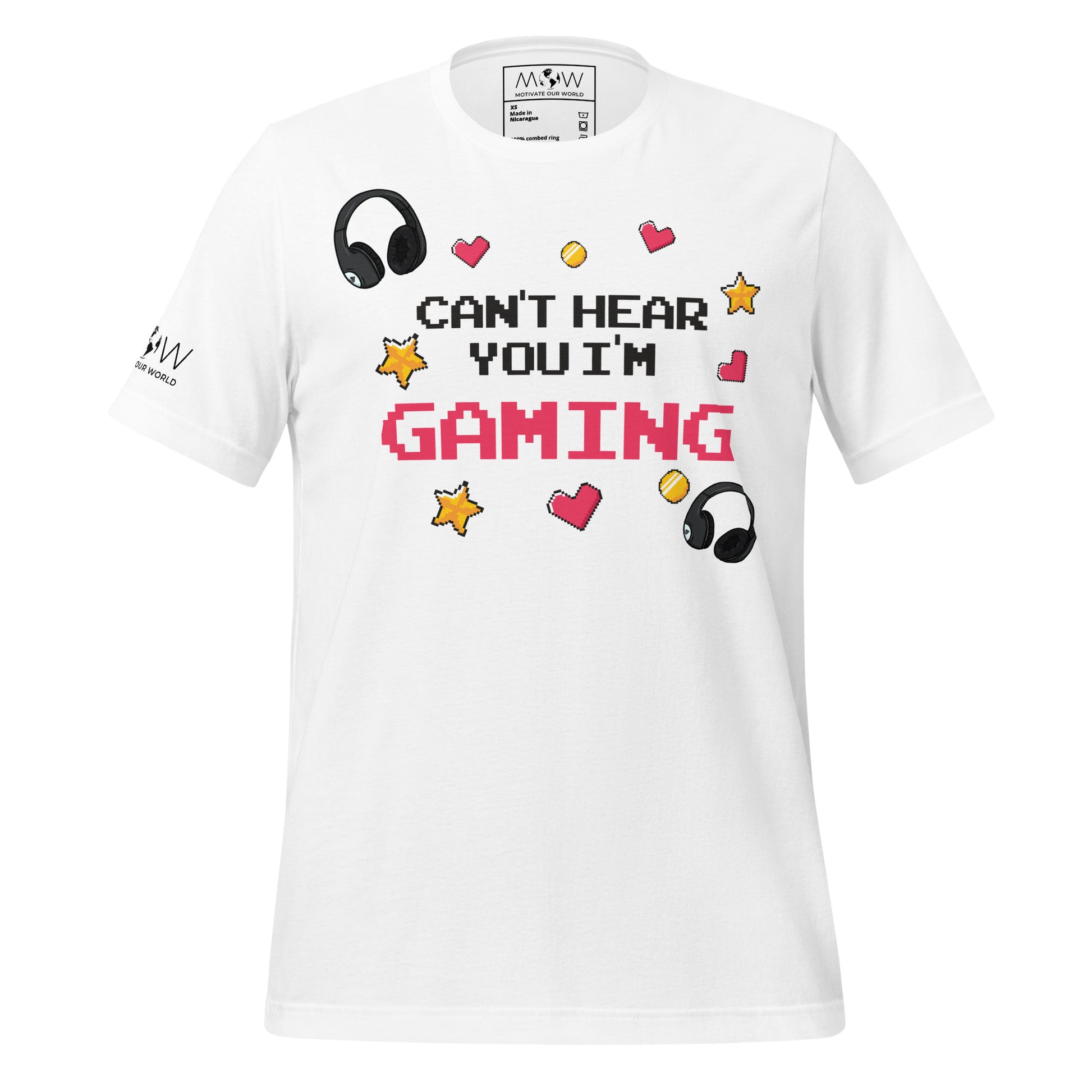 Can't Hear You I'm Gaming - Bold Pixel Style White Motivational Men's T-Shirt